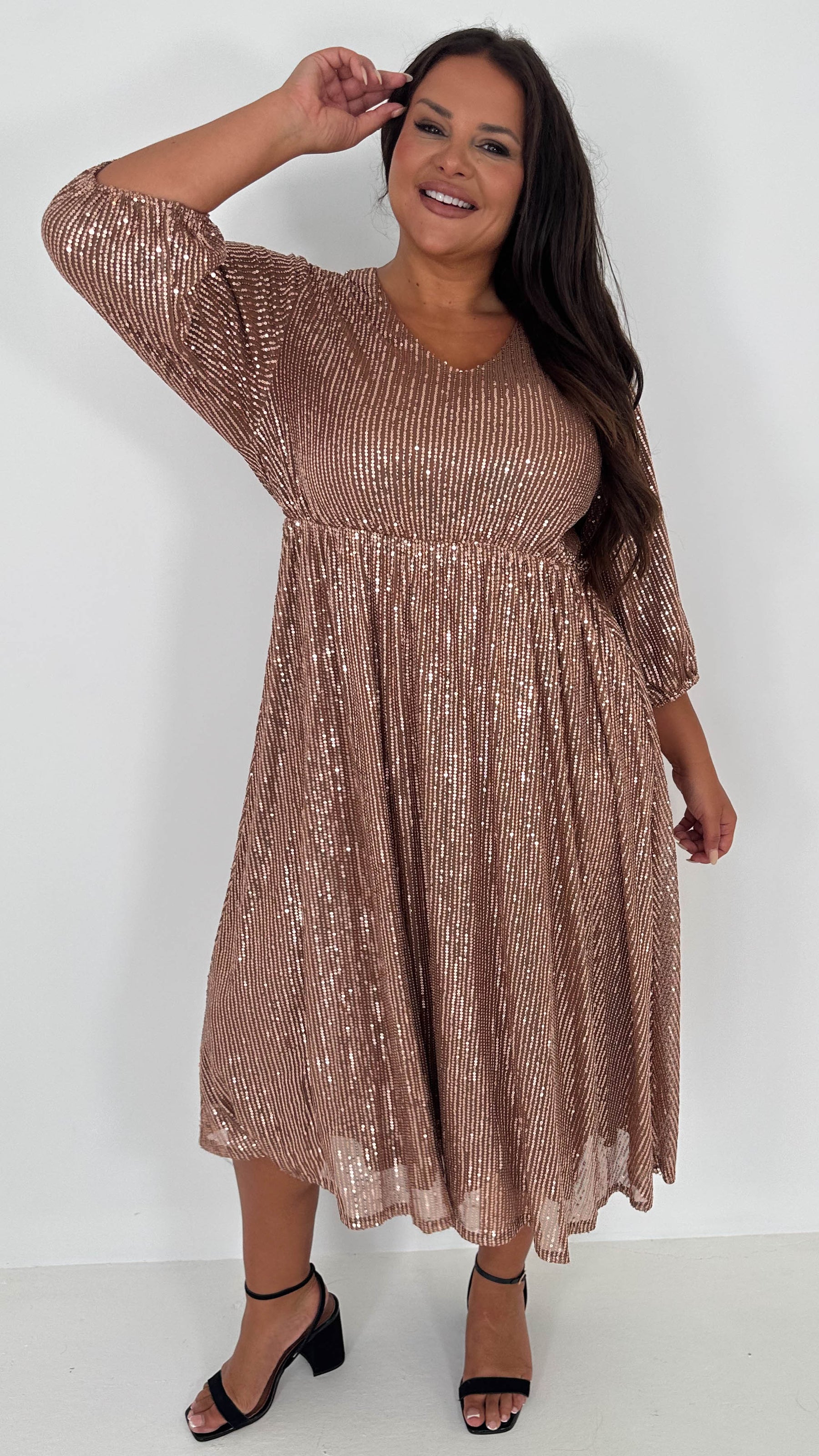 plus size glitter skater dress Black boohoo Plus Velvet Sequin Long Sleeve Skater Dress
