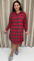 CurveWow Flannel Tartan Nightgown Red