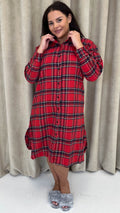 CurveWow Flannel Tartan Nightgown Red