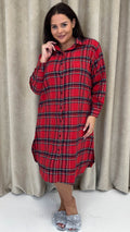 CurveWow Flannel Tartan Nightgown Red