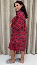 CurveWow Flannel Tartan Nightgown Red