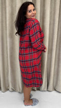 CurveWow Flannel Tartan Nightgown Red