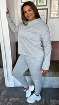 CurveWow Ruched Long Sleeve Sweater Grey