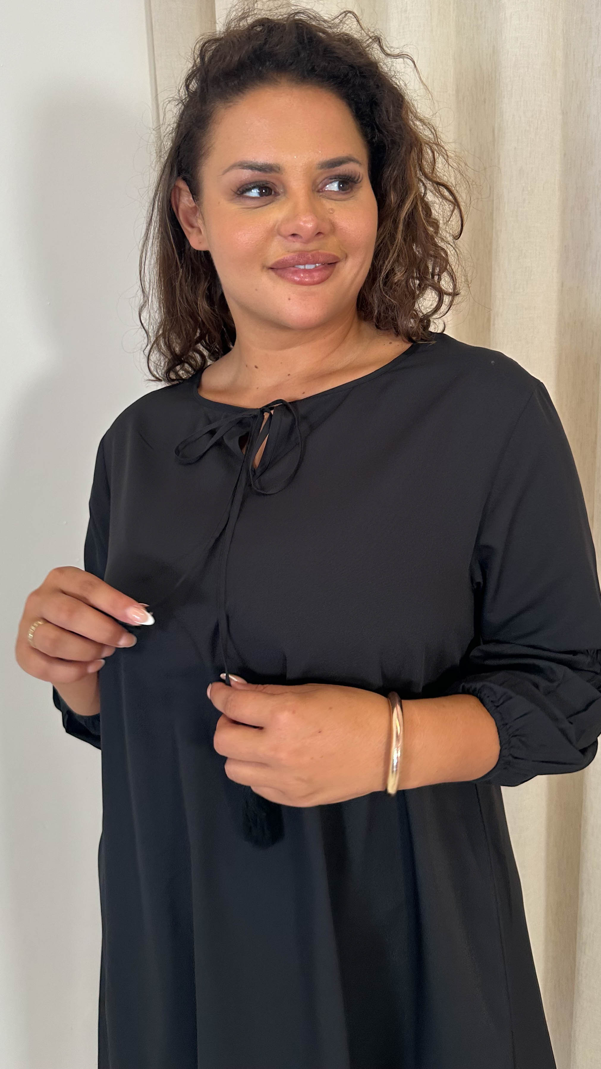 CurveWow Tassel Swing Dress Black