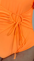 CurveWow Angel Sleeve Wrap Tie Swimsuit Orange