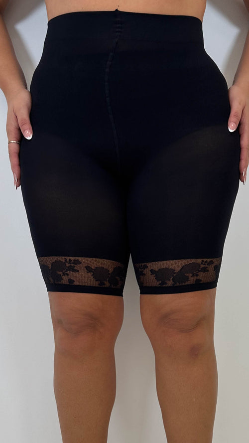 Lace Trim Comfort Short Black