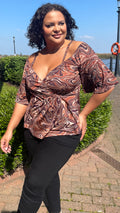 CurveWow Cold Shoulder Tunic Chocolate Marble