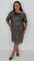 CurveWow Sequin Midi Black & Gold