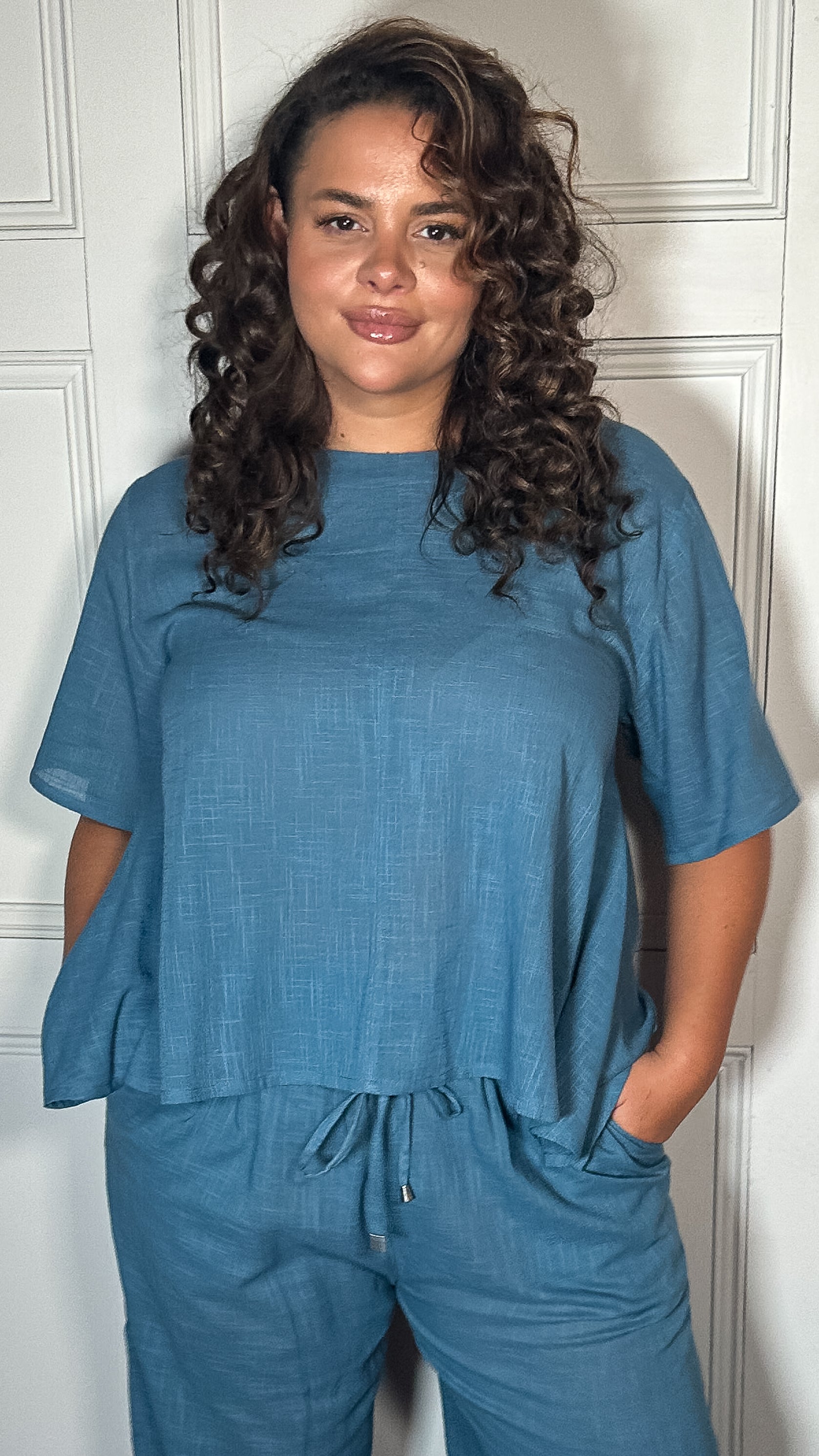 CurveWow Slub Asymmetrical Top Blue