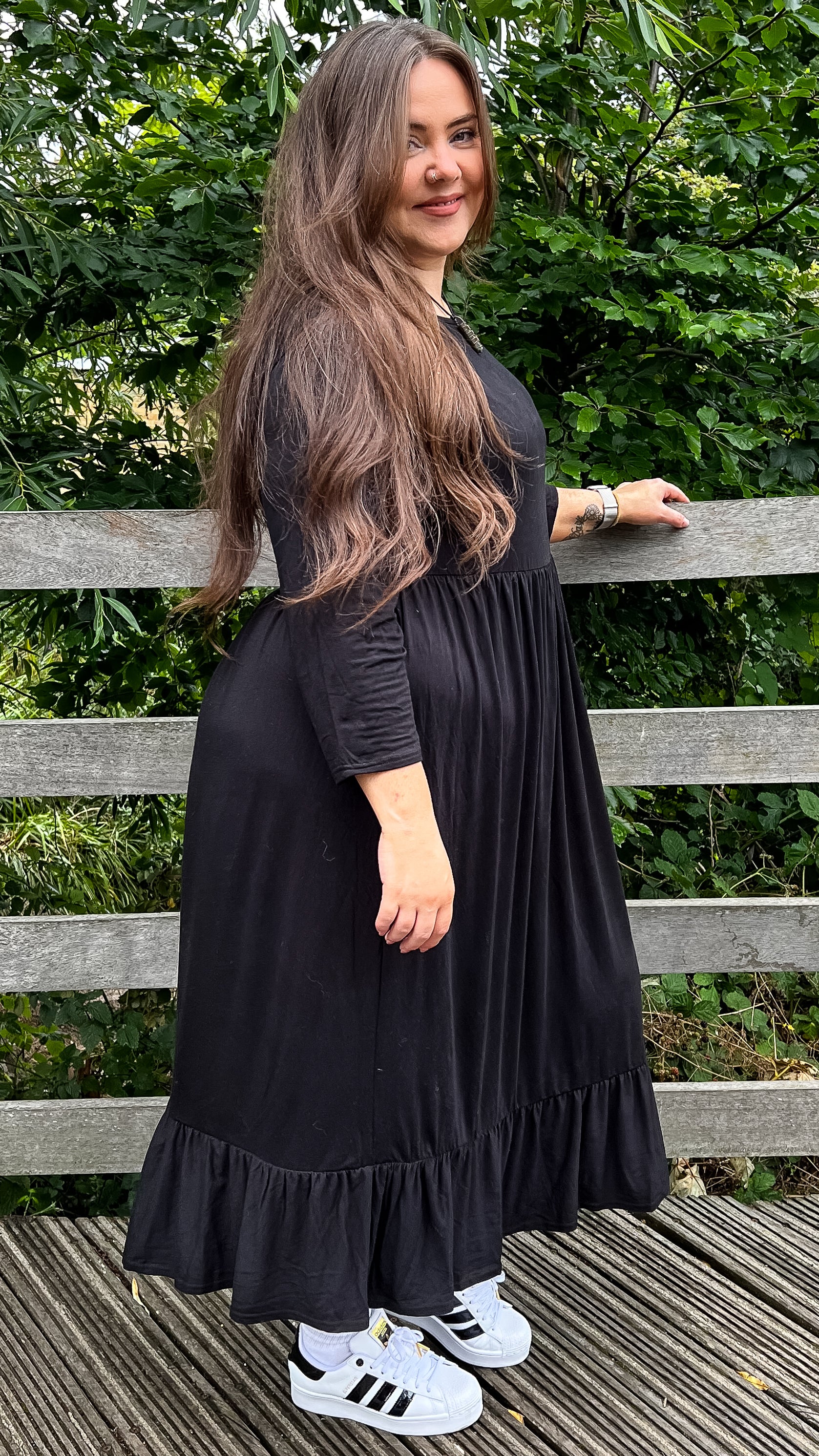 CurveWow Tiered Smock Dress Black