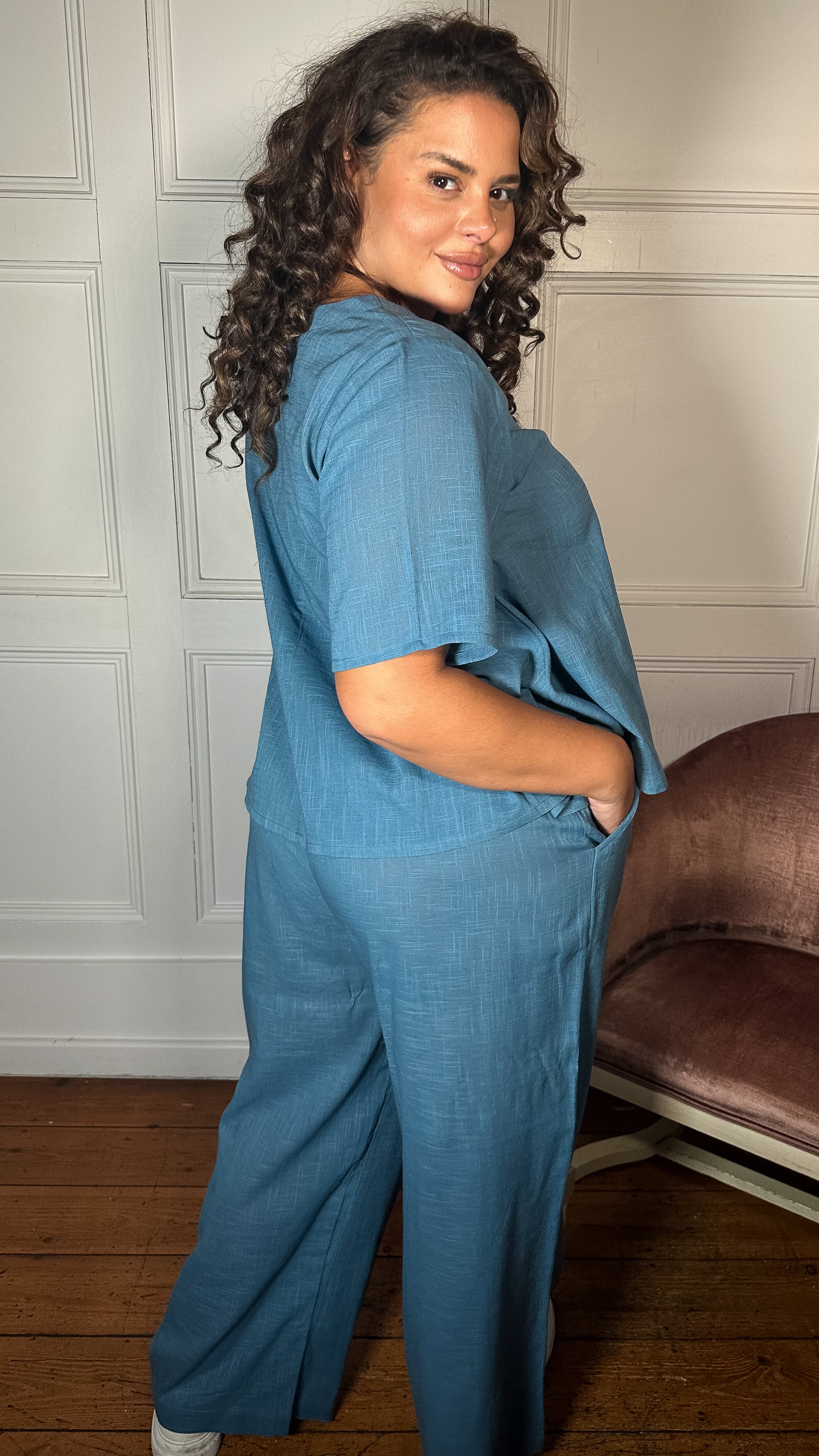 CurveWow Slub Asymmetrical Top Blue