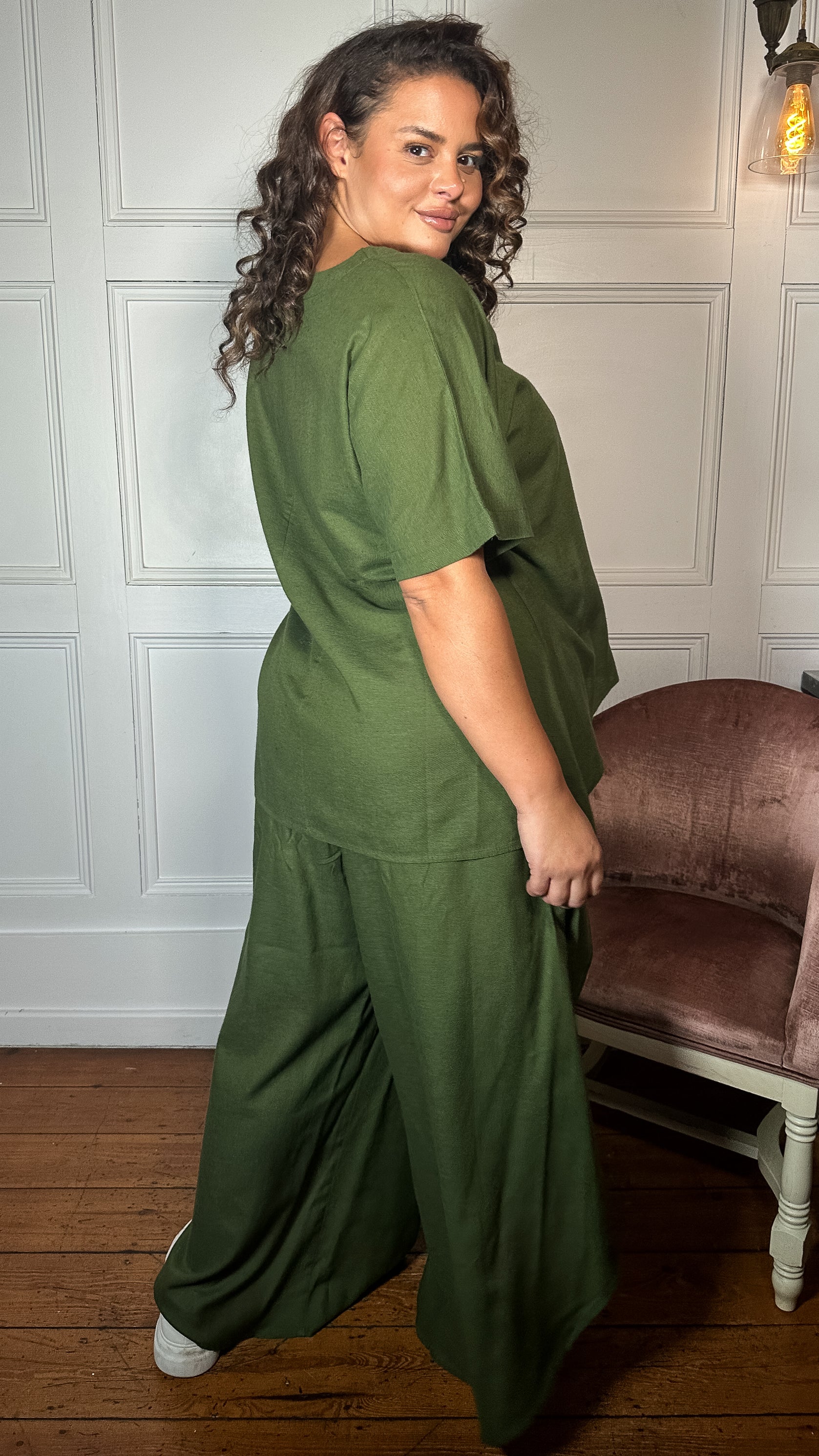 CurveWow Dip Hem Oversized Top Khaki