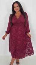 CurveWow Davore V-Neck Button Front Dress Wine