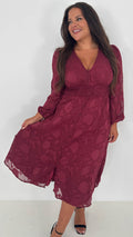 CurveWow Davore V-Neck Button Front Dress Wine