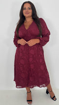 CurveWow Davore V-Neck Button Front Dress Wine