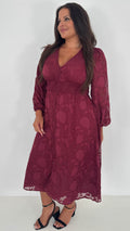 CurveWow Davore V-Neck Button Front Dress Wine