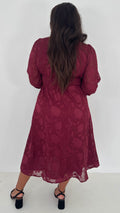 CurveWow Davore V-Neck Button Front Dress Wine