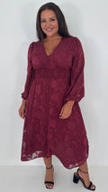 CurveWow Davore V-Neck Button Front Dress Wine