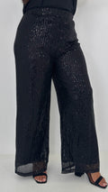 CurveWow Sequin Wide Leg Trouser Black