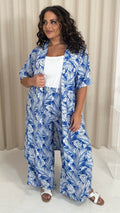 CurveWow Longline Kimono Blue Tropical