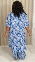 CurveWow 3/4 Sleeve Longline Kimono Blue Tropical