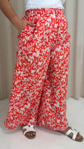 CurveWow Wideleg Trouser Red Floral