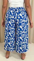 CurveWow Woven Wide Leg Culottes Blue Floral