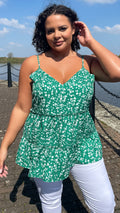 CurveWow V-neck Cami Top Green Floral
