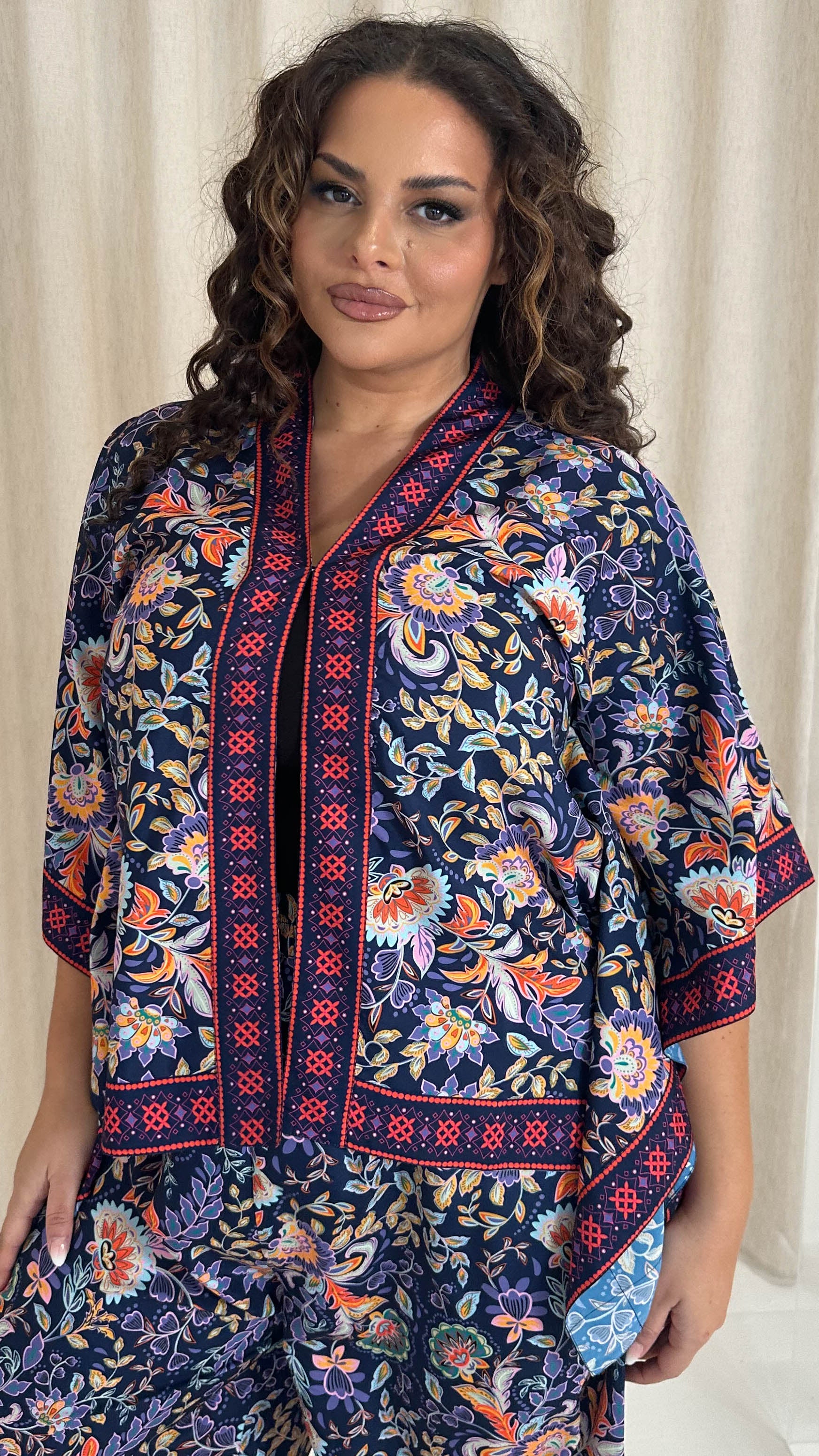 CurveWow Printed Kaftan Top Multi Floral