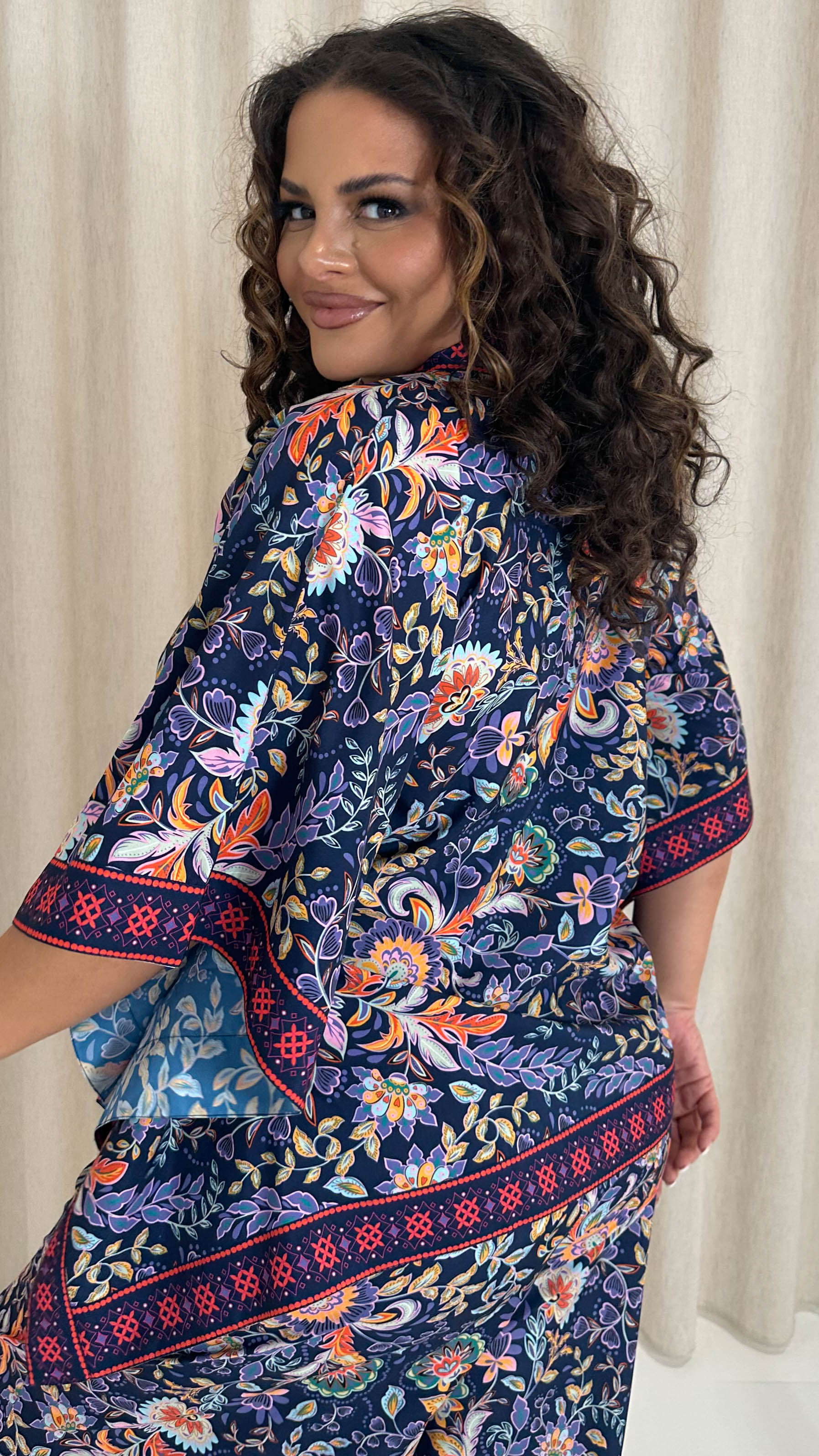 CurveWow Printed Kaftan Top Multi Floral