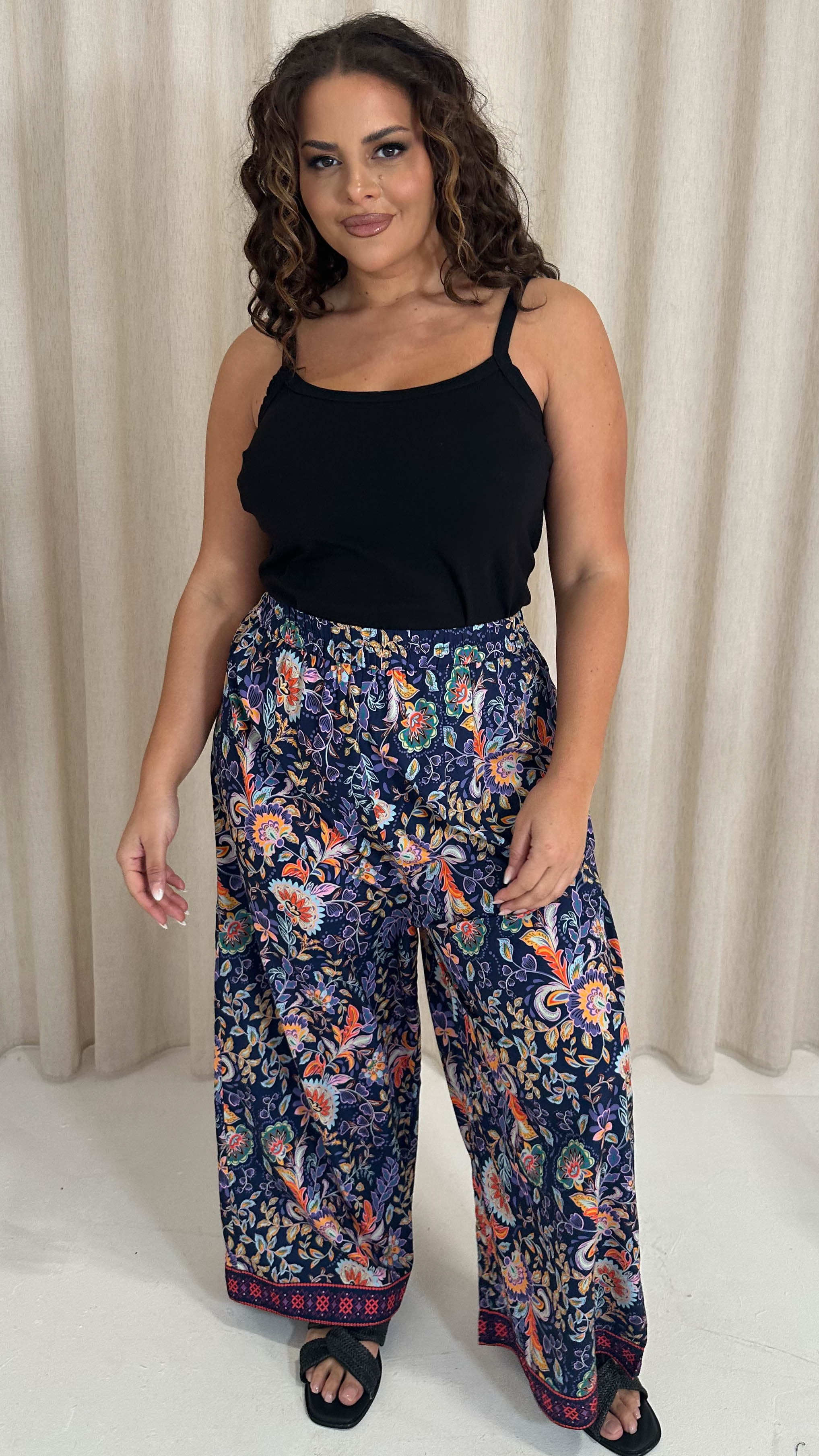 CurveWow Printed Wide Leg Trouser Multi Floral
