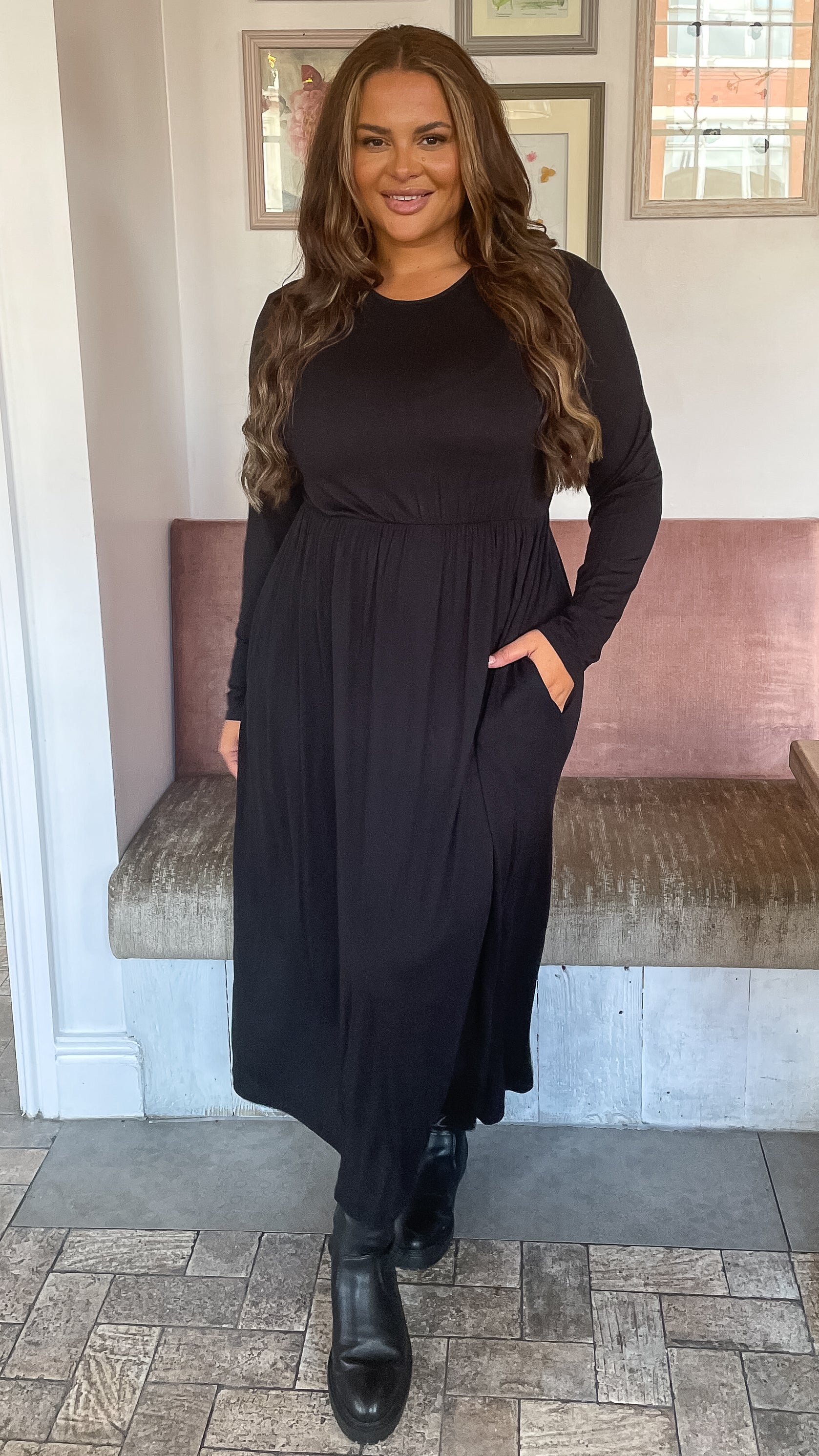 plus size long jersey dress