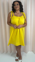 CurveWow Tie Strap Mini Dress Yellow