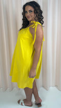 CurveWow Tie Strap Mini Dress Yellow