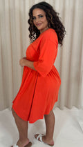 CurveWow Smock Mini Dress Red/Orange