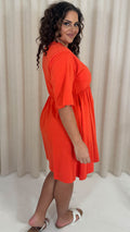 CurveWow Smock Mini Dress Red/Orange