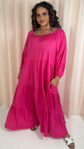 CurveWow Tiered Maxi Dress Pink
