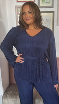 CurveWow Belted Plisse Tunic Navy