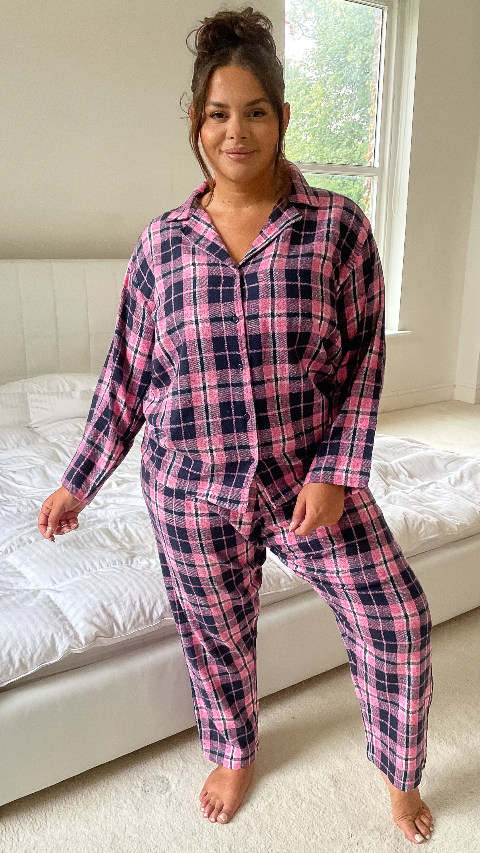 CurveWow Flannel PJ Set Pink Check – Curvewow