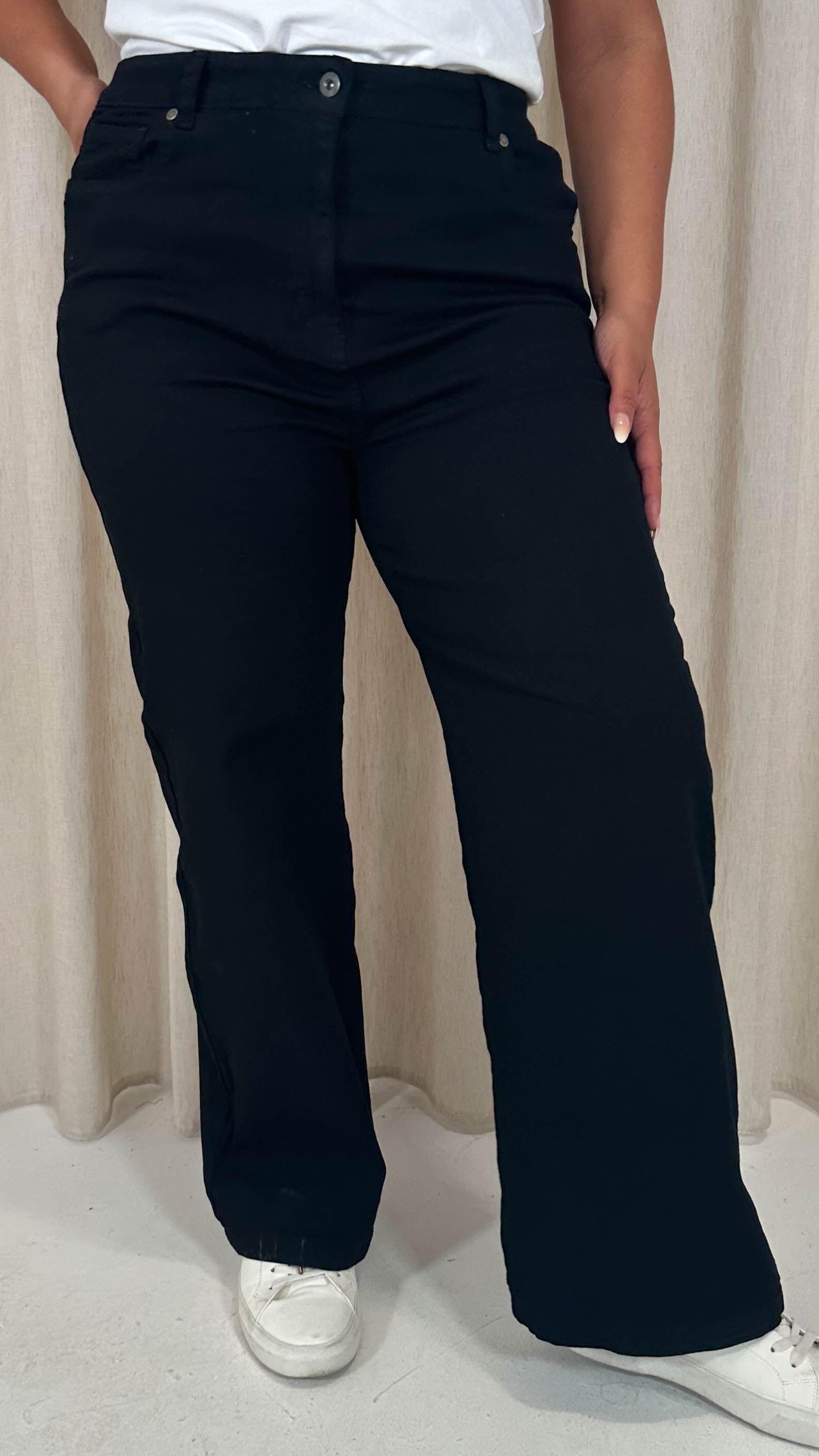 CurveWow Wide Leg Jeans Black