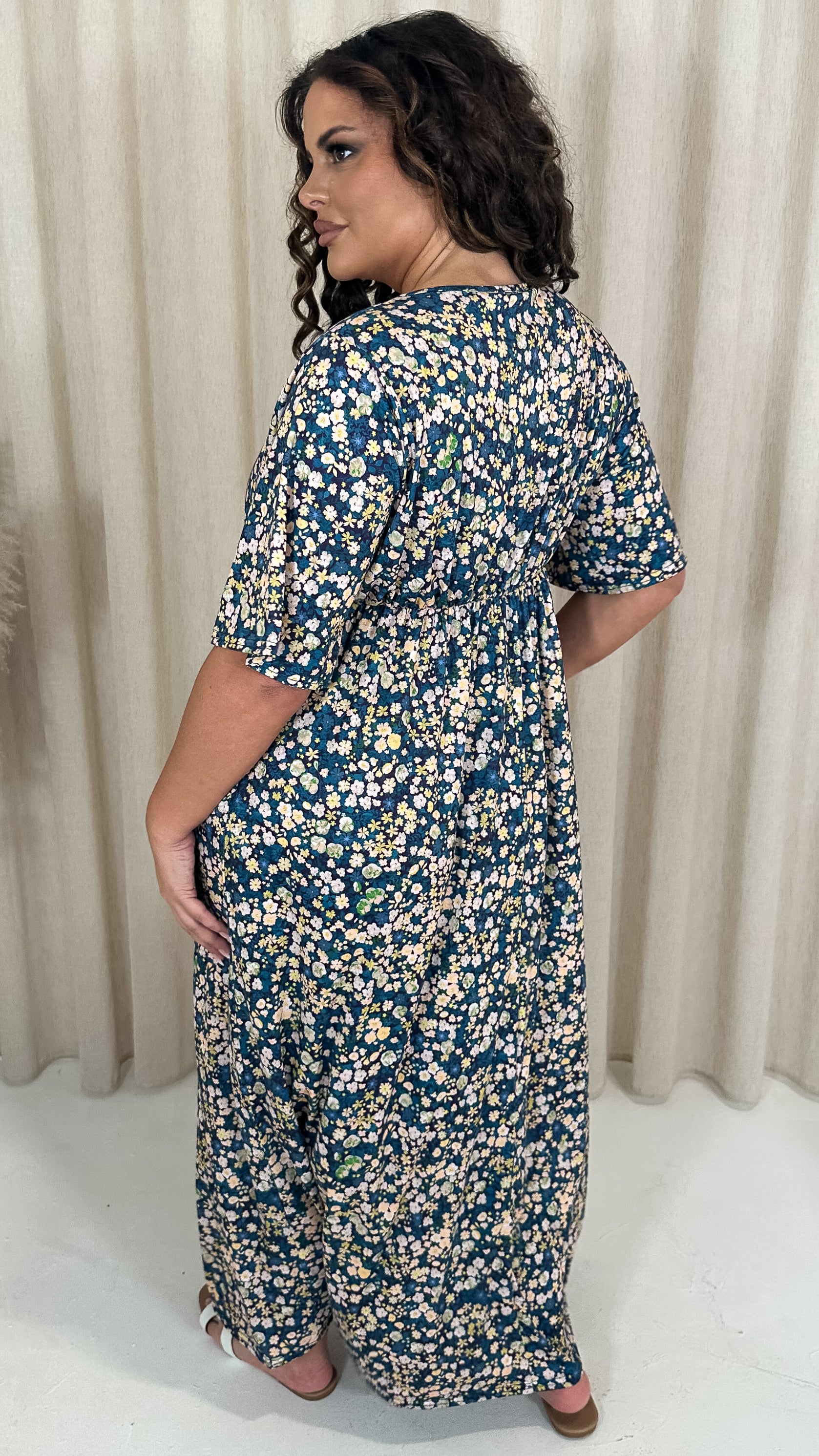 CurveWow Maxi Wrap Dress Blue Floral