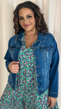 CurveWow Distressed Denim Jacket Midwash