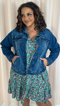 CurveWow Distressed Denim Jacket Midwash