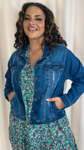 CurveWow Distressed Denim Jacket Midwash