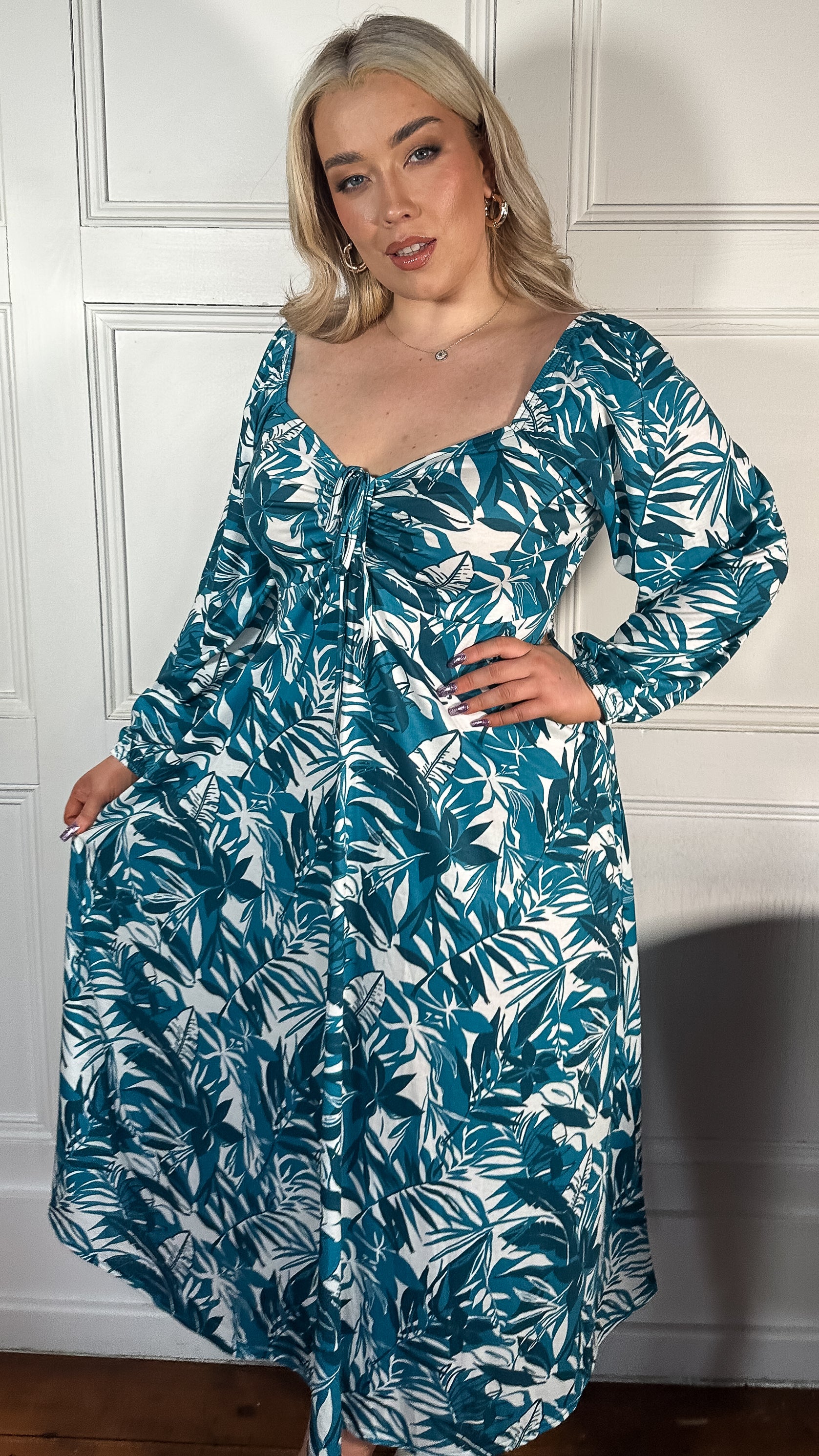 milkmaid maxi dress CurveWow Milkmaid Maxi Dress Teal Tropical – Curvewow