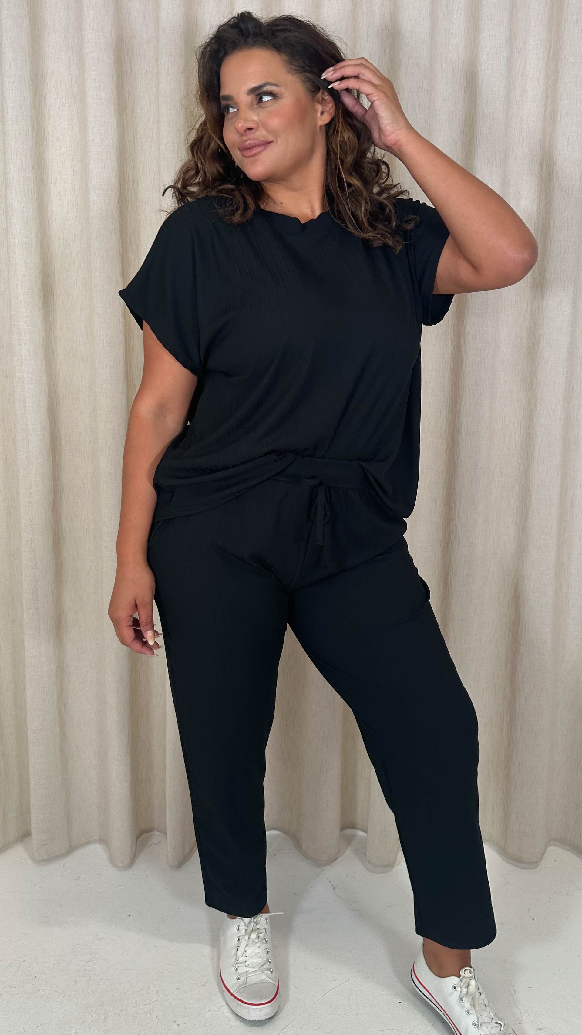 CurveWow Rib Lounge Jogger Black