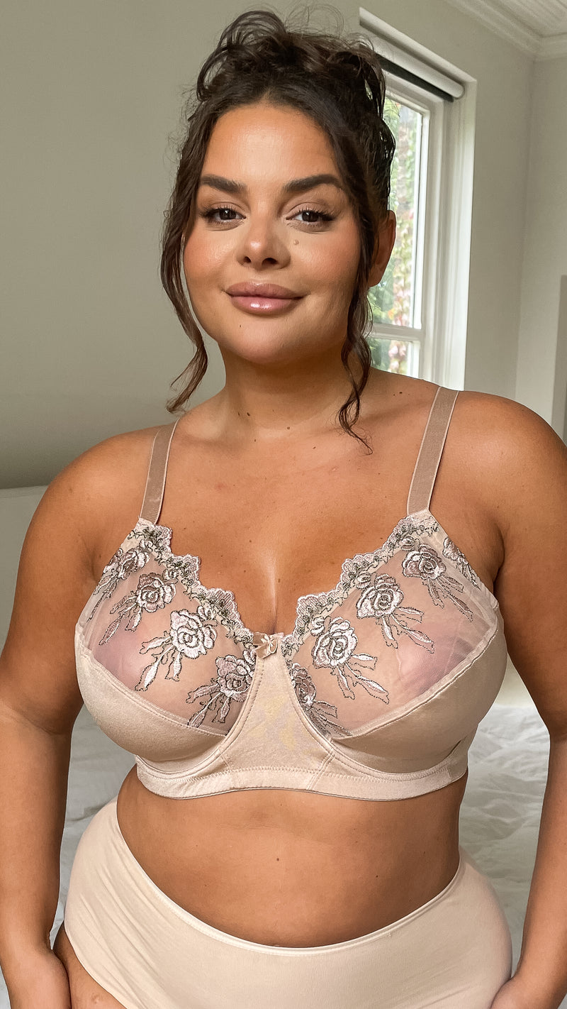 Wired Half Lace Soft Cup Bra Nude