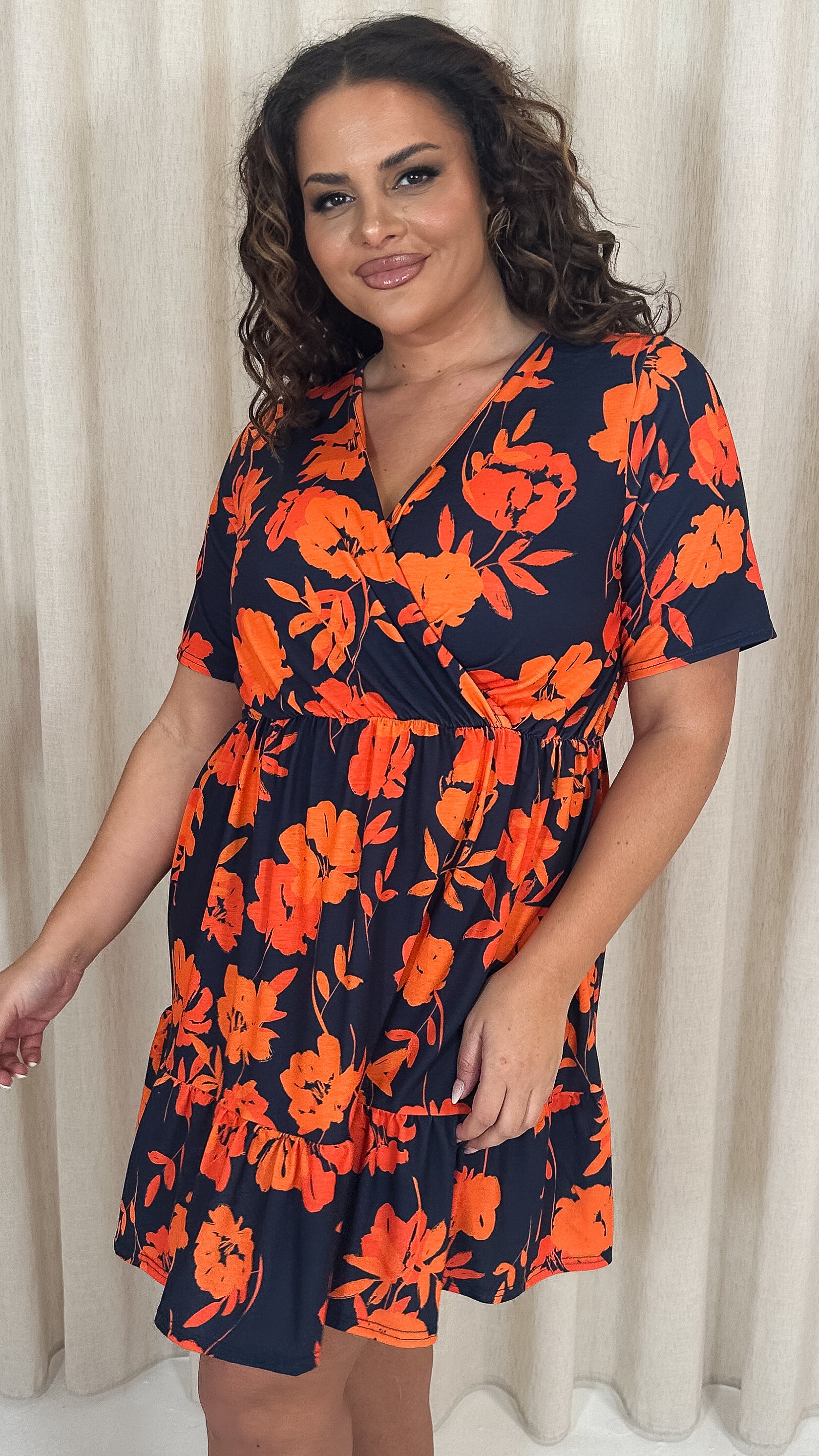 navy orange dress Orange Navy Blue And White Chevron Zigzag Pattern Chevron A-Line Dress by SqueakyRicardo