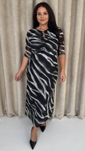 CurveWow Ruched Chest Keyhole Maxi Dress Tye Dye