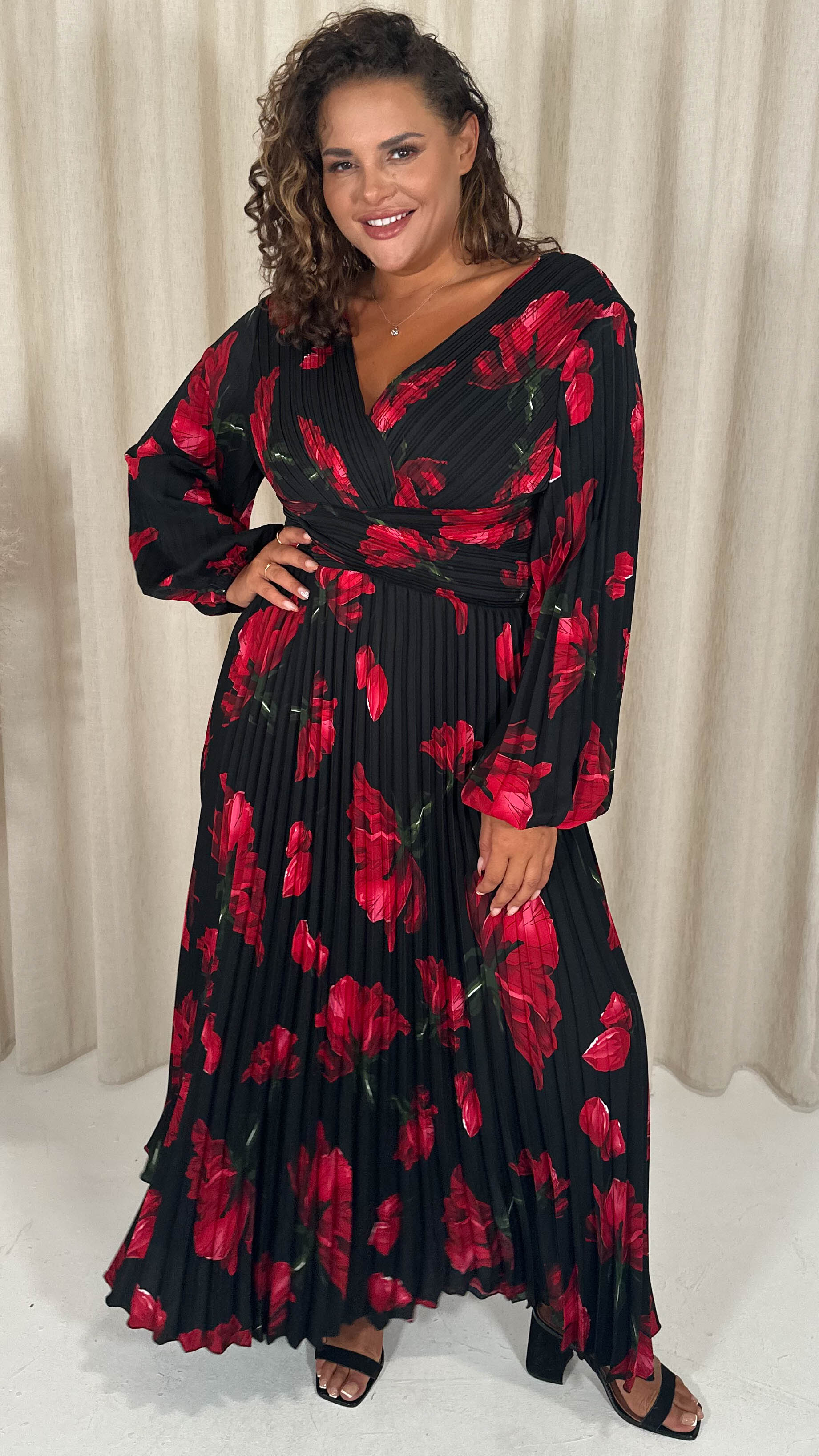 Long Sleeve Maxi Black Floral Wrap Maxi Dress Hope Ivy Floral